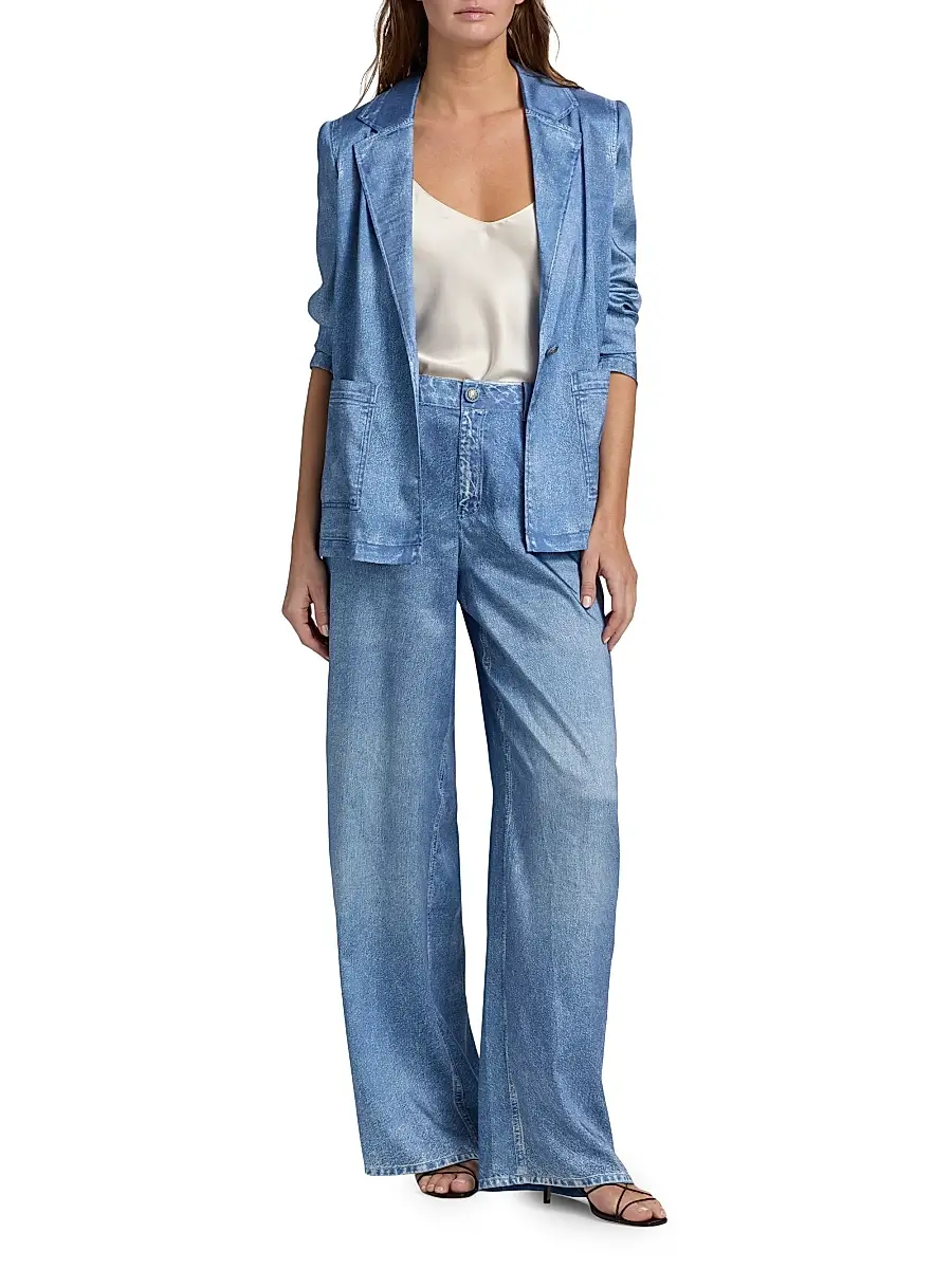 Kobi Halperin Women's Sage Denim Print Satin Pants | Thumbnail 2 Kobi Halperin Women's Sage Denim Print Satin Pants | Thumbnail 2