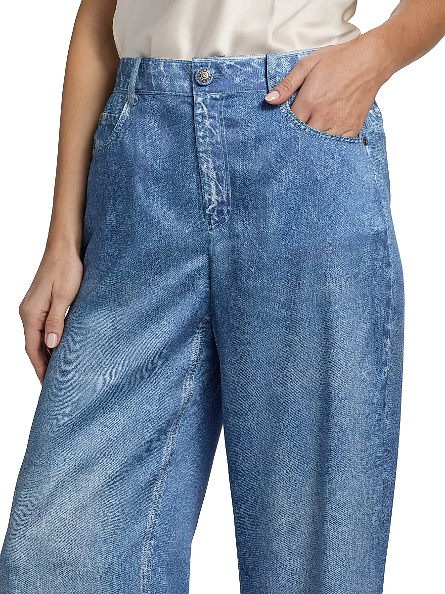 Kobi Halperin Women's Sage Denim Print Satin Pants | Thumbnail 6 Kobi Halperin Women's Sage Denim Print Satin Pants | Thumbnail 6
