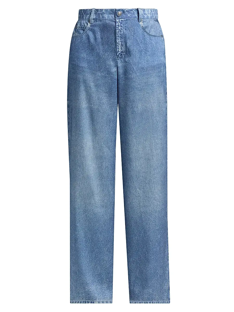 Kobi Halperin Women's Sage Denim Print Satin Pants