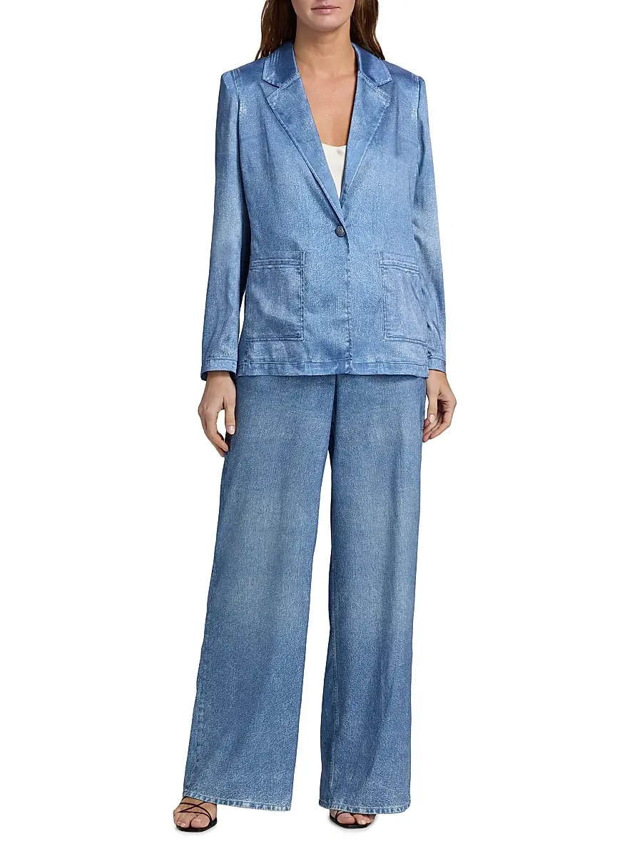 Kobi Halperin Women's Veronica Denim-Printed Satin Blazer | Thumbnail 2 Kobi Halperin Women's Veronica Denim-Printed Satin Blazer | Thumbnail 2