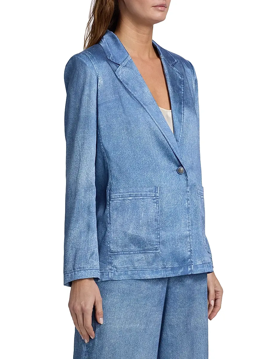 Kobi Halperin Women's Veronica Denim-Printed Satin Blazer | Thumbnail 4 Kobi Halperin Women's Veronica Denim-Printed Satin Blazer | Thumbnail 4