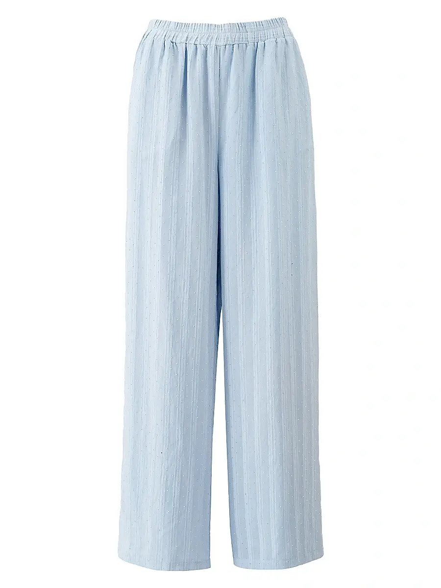 Melissa Odabash Women's Trisha Embellished Stripe Wide-Leg Pants - Pale Blue | Image 1 Melissa Odabash Women's Trisha Embellished Stripe Wide-Leg Pants - Pale Blue | Image 1