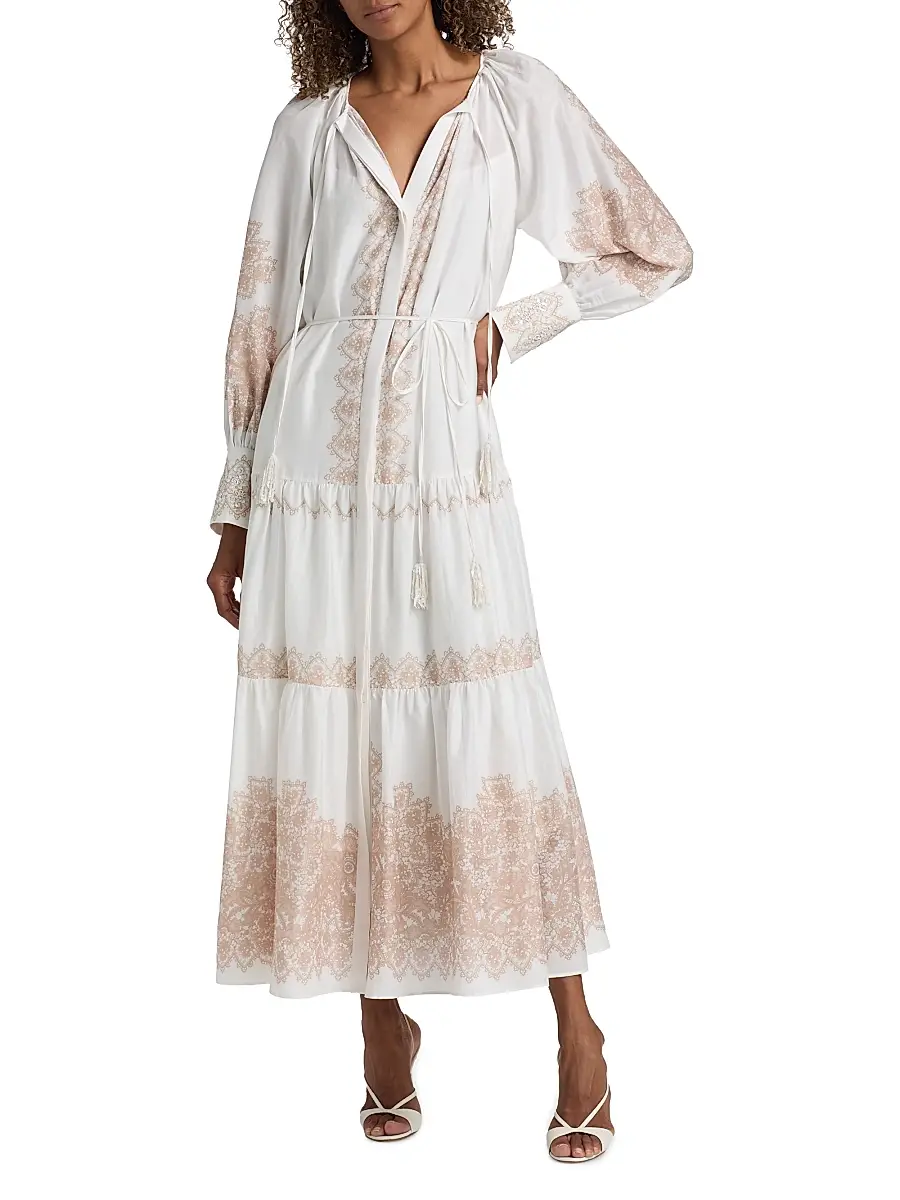 Kobi Halperin Women's Lauryn Lace Print Cotton-Silk Maxi Dress | Thumbnail 3 Kobi Halperin Women's Lauryn Lace Print Cotton-Silk Maxi Dress | Thumbnail 3