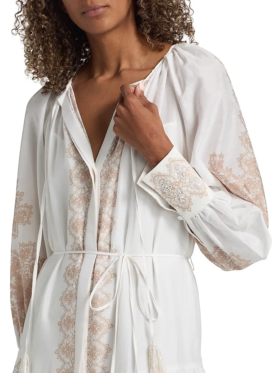 Kobi Halperin Women's Lauryn Lace Print Cotton-Silk Maxi Dress | Thumbnail 6 Kobi Halperin Women's Lauryn Lace Print Cotton-Silk Maxi Dress | Thumbnail 6