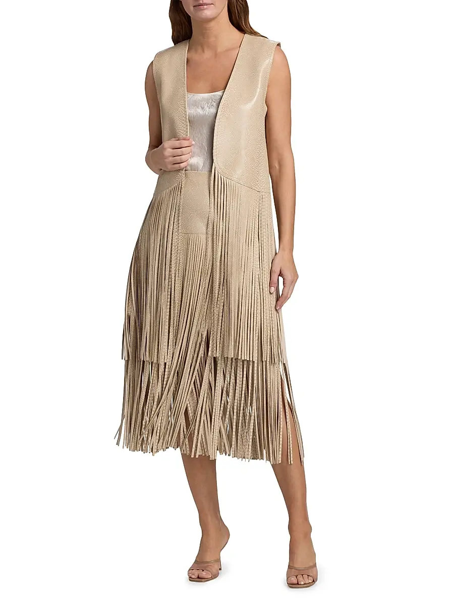 Kobi Halperin Women's Parker Snakeskin-Print Leather Fringe Skirt | Thumbnail 2 Kobi Halperin Women's Parker Snakeskin-Print Leather Fringe Skirt | Thumbnail 2