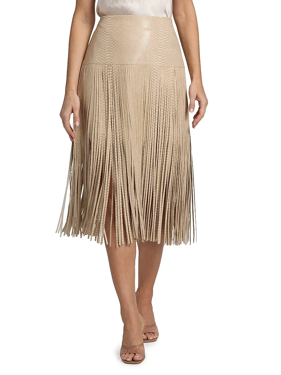 Kobi Halperin Women's Parker Snakeskin-Print Leather Fringe Skirt | Thumbnail 3 Kobi Halperin Women's Parker Snakeskin-Print Leather Fringe Skirt | Thumbnail 3