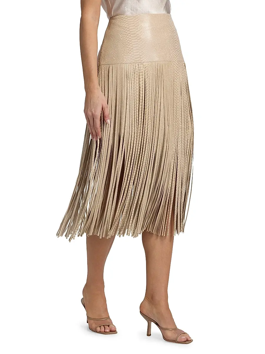 Kobi Halperin Women's Parker Snakeskin-Print Leather Fringe Skirt | Thumbnail 4 Kobi Halperin Women's Parker Snakeskin-Print Leather Fringe Skirt | Thumbnail 4