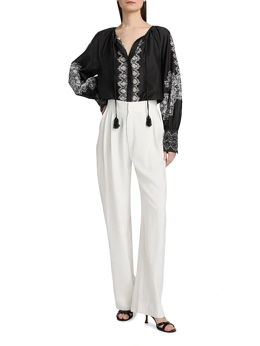 Kobi Halperin Women's Hope Lace Print Cotton-Silk Blouse | Thumbnail 2 Kobi Halperin Women's Hope Lace Print Cotton-Silk Blouse | Thumbnail 2