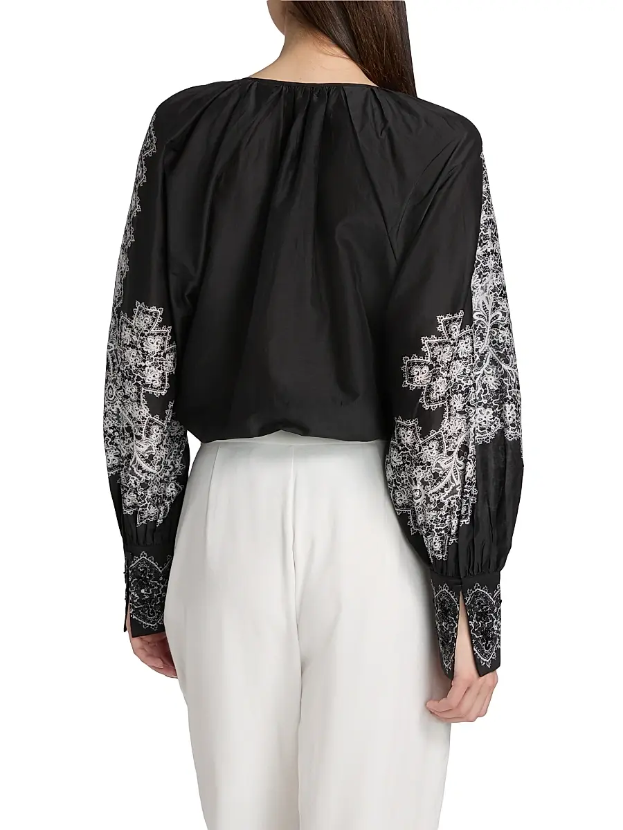 Kobi Halperin Women's Hope Lace Print Cotton-Silk Blouse | Thumbnail 5 Kobi Halperin Women's Hope Lace Print Cotton-Silk Blouse | Thumbnail 5