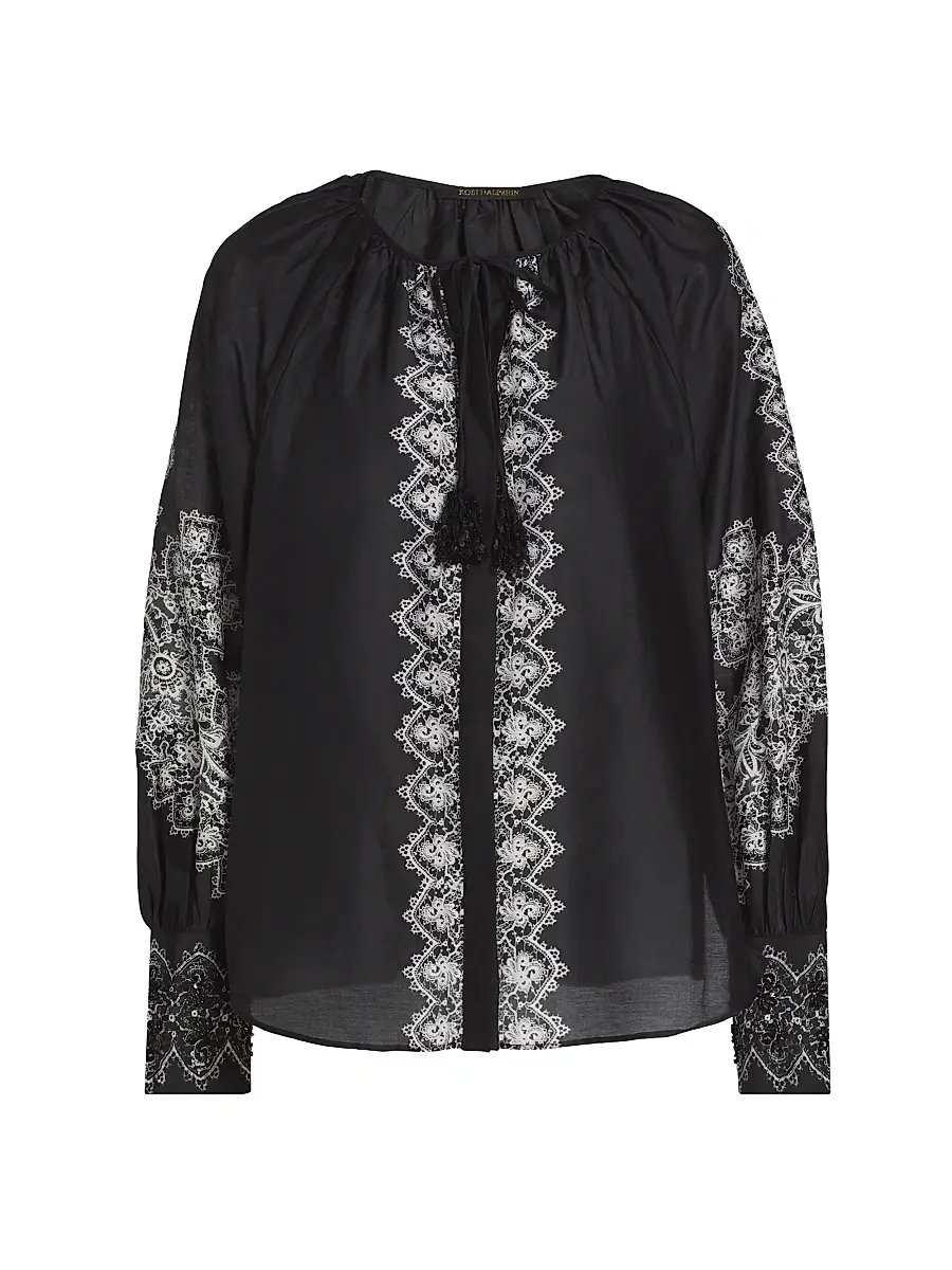 Kobi Halperin Women's Hope Lace Print Cotton-Silk Blouse