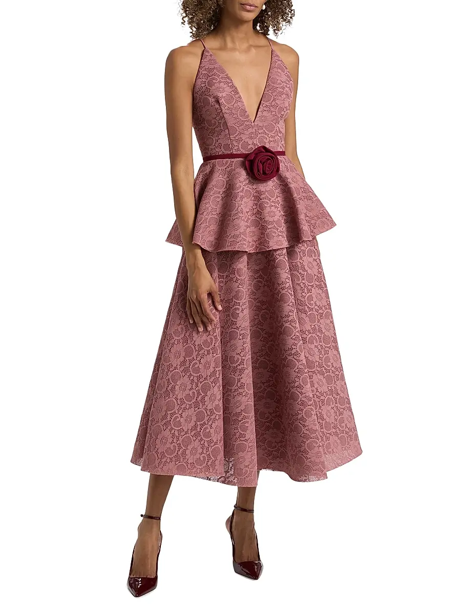 BLACK HALO Women's Almira Bonded Lace Peplum Cocktail Dress | Thumbnail 3