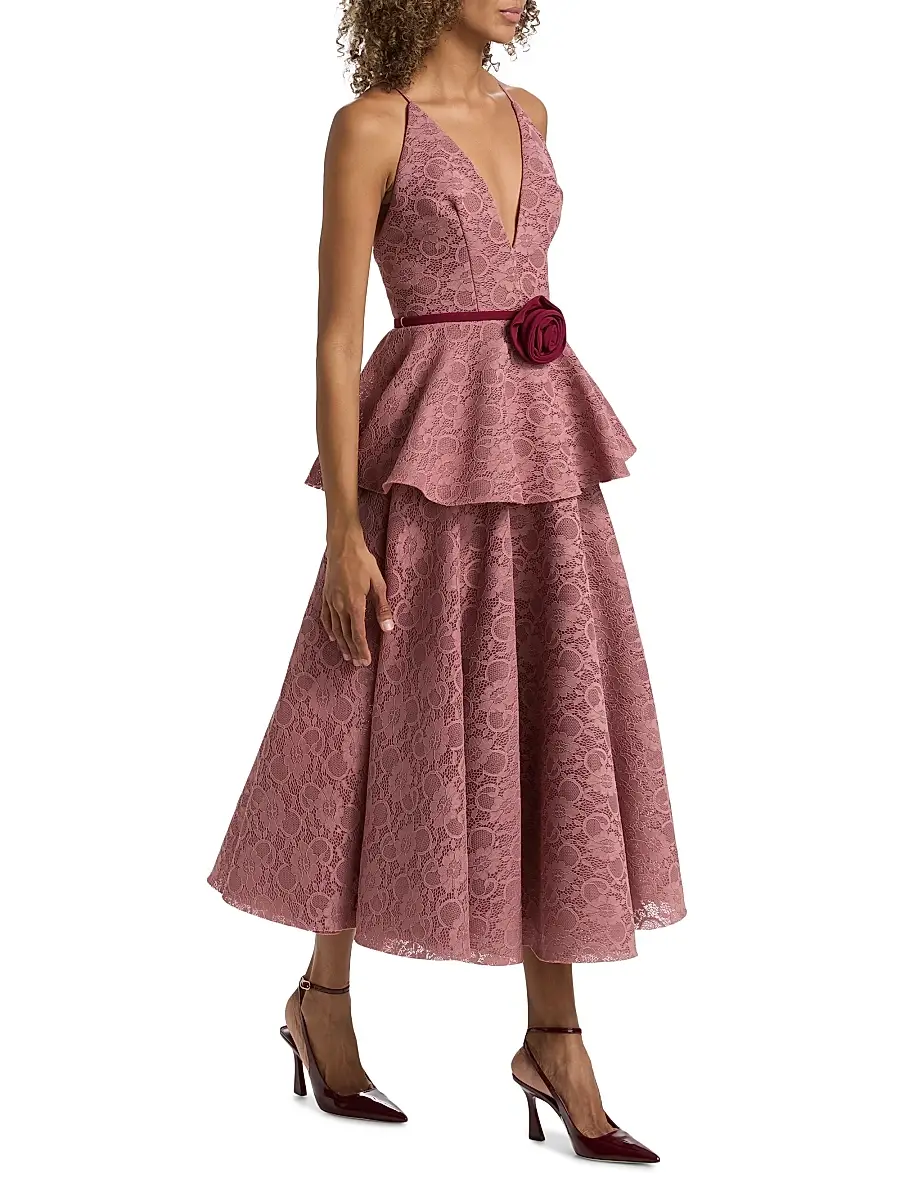 BLACK HALO Women's Almira Bonded Lace Peplum Cocktail Dress | Thumbnail 4