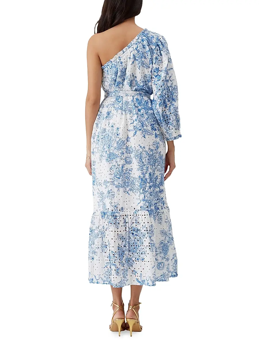 Melissa Odabash Women's Autumn Eyelet Toile One-Shoulder Midi-Dress | Thumbnail 3 Melissa Odabash Women's Autumn Eyelet Toile One-Shoulder Midi-Dress | Thumbnail 3