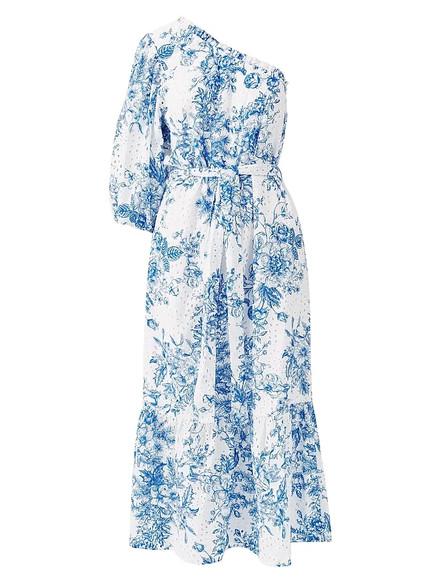 Melissa Odabash Women's Autumn Eyelet Toile One-Shoulder Midi-Dress - Coastal Navy | Image 1 Melissa Odabash Women's Autumn Eyelet Toile One-Shoulder Midi-Dress - Coastal Navy | Image 1