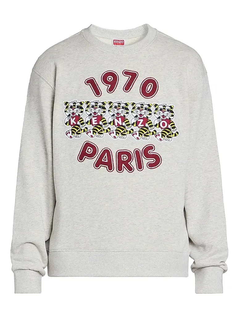 Men's Wild Tiger Embroidered Crewneck Sweatshirt