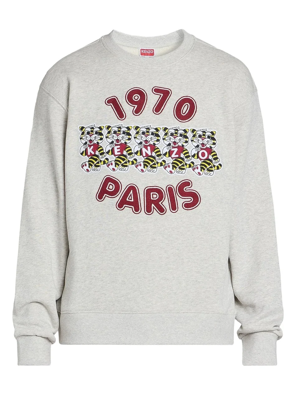 Men's Wild Tiger Embroidered Crewneck Sweatshirt