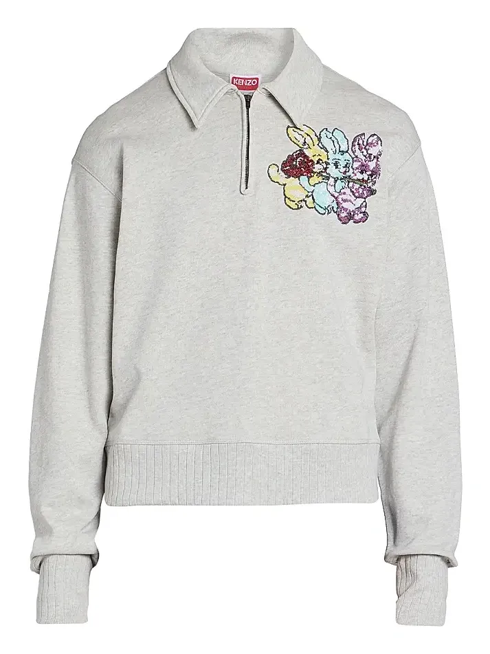 Men's Chapman Cartoon-Embroidered Half-Zip Sweatshirt