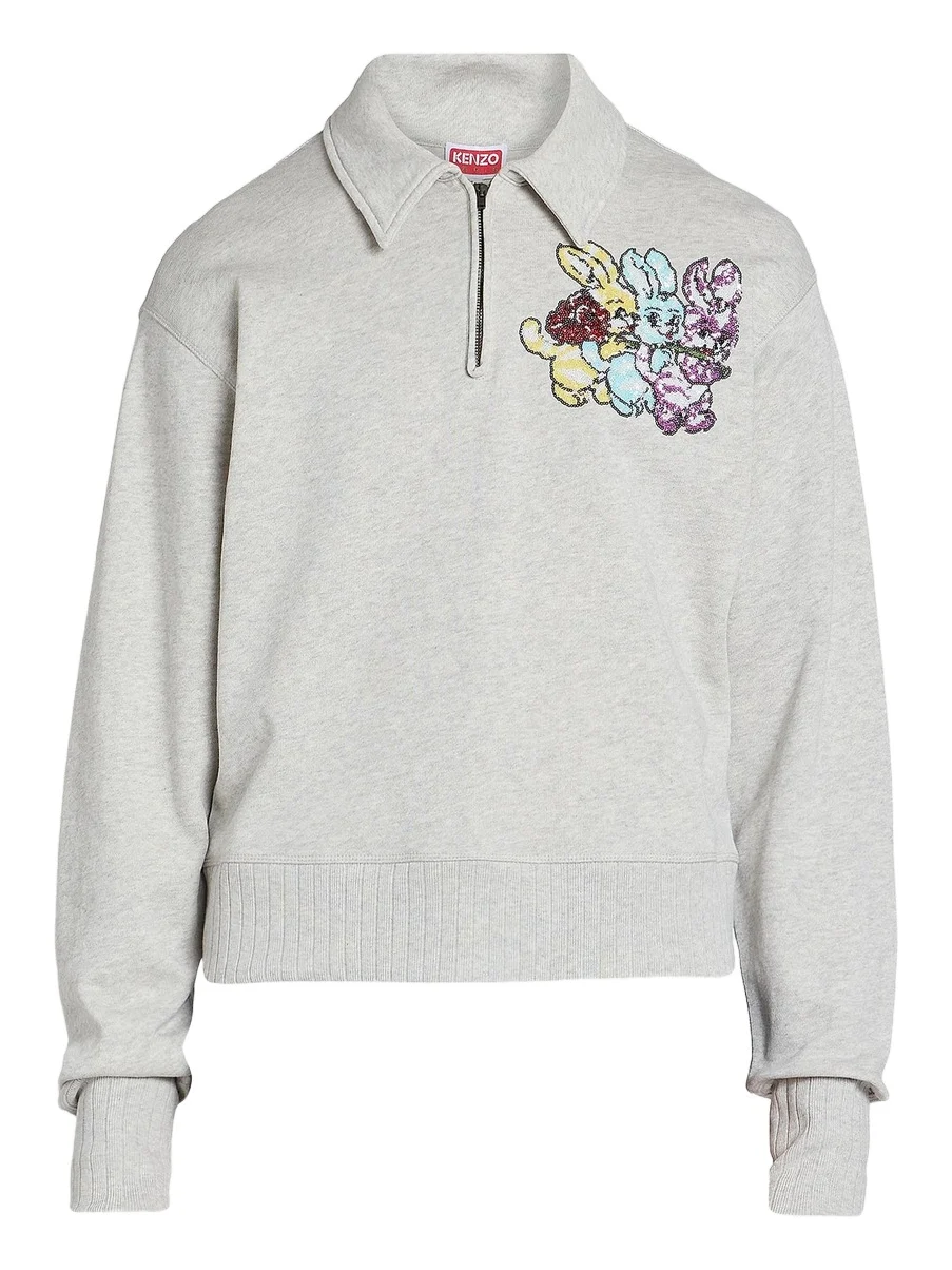 Men's Chapman Cartoon-Embroidered Half-Zip Sweatshirt