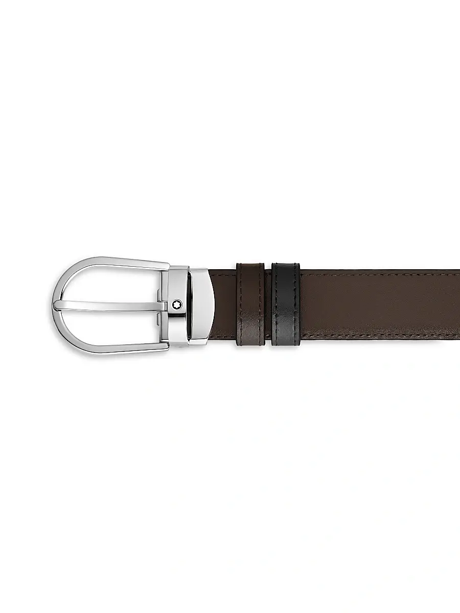 Montblanc Men's Horseshoe Reversible Leather Belt | Thumbnail 3 Montblanc Men's Horseshoe Reversible Leather Belt | Thumbnail 3