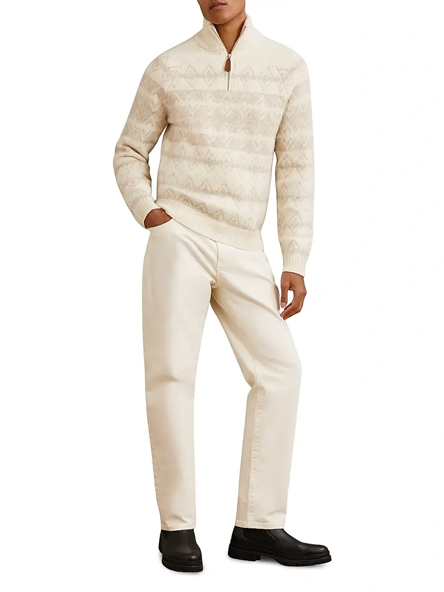 Reiss Men's Claus Fair Isle-Inspired Half-Zip Sweater | Thumbnail 2 Reiss Men's Claus Fair Isle-Inspired Half-Zip Sweater | Thumbnail 2