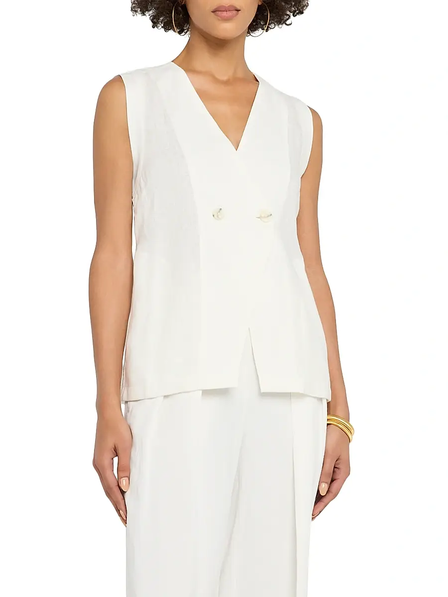 Reiss Women's Whitney Linen Double-Breasted Vest | Thumbnail 3 Reiss Women's Whitney Linen Double-Breasted Vest | Thumbnail 3