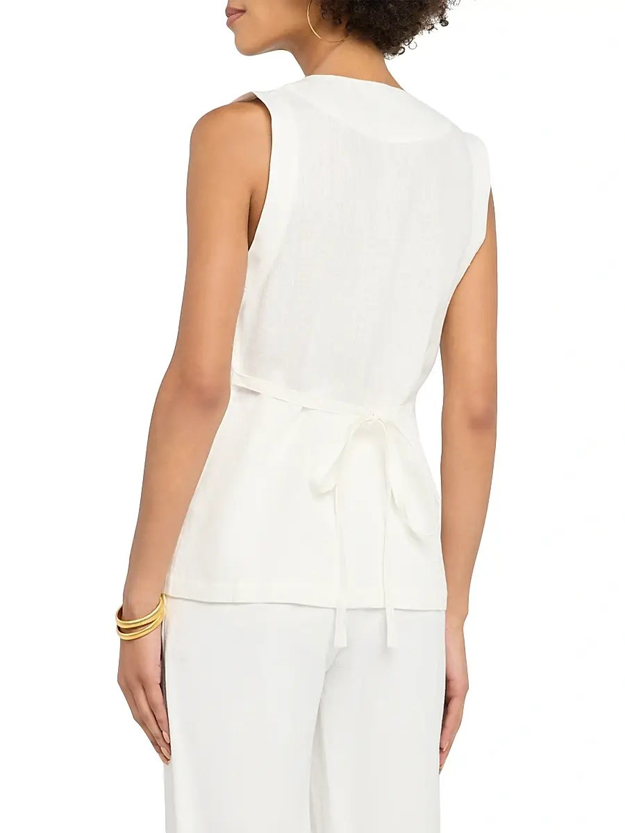 Reiss Women's Whitney Linen Double-Breasted Vest | Thumbnail 4 Reiss Women's Whitney Linen Double-Breasted Vest | Thumbnail 4