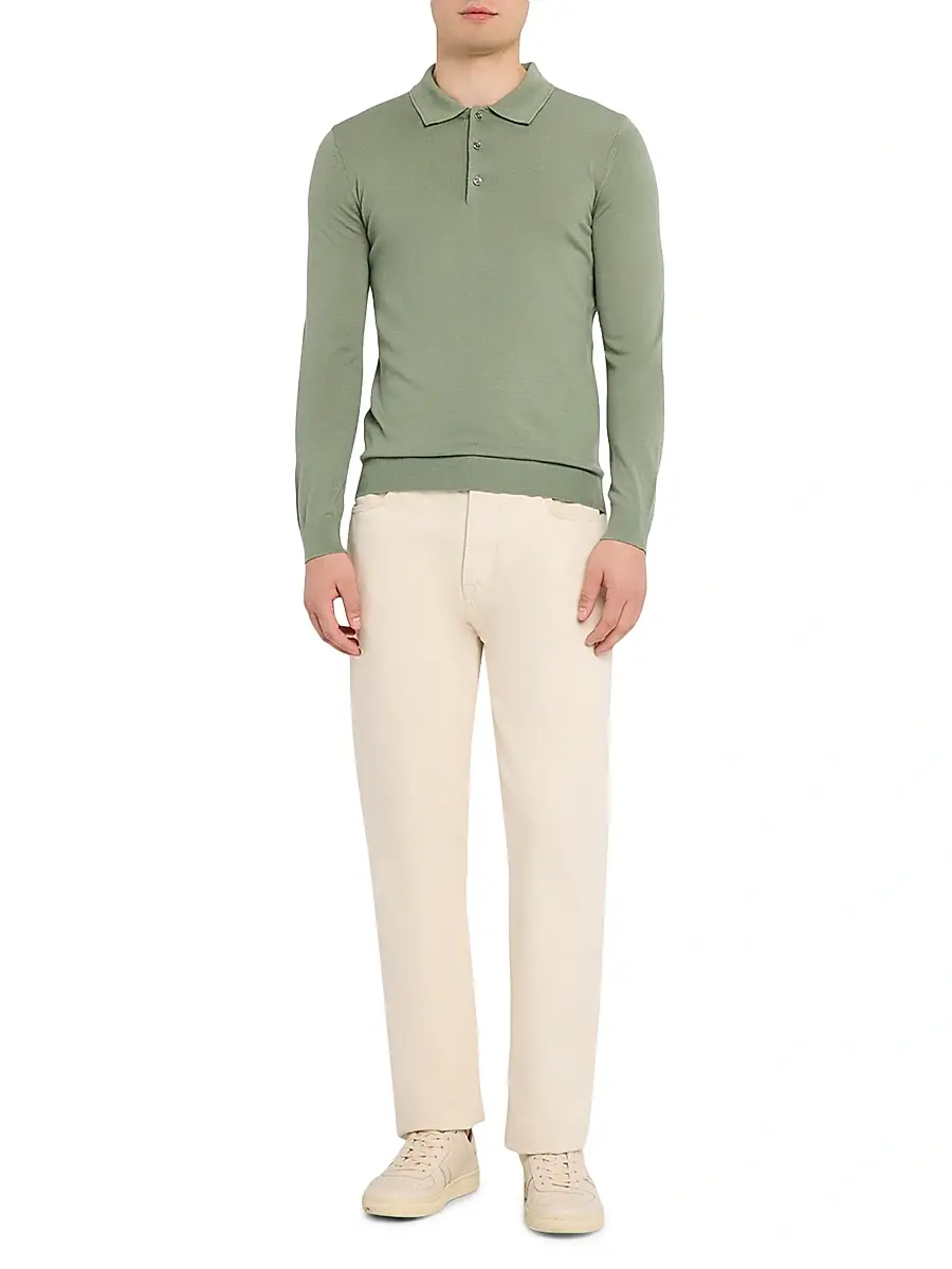 Reiss Men's Trafford Merino Wool Long-Sleeve Polo Shirt | Thumbnail 2 Reiss Men's Trafford Merino Wool Long-Sleeve Polo Shirt | Thumbnail 2