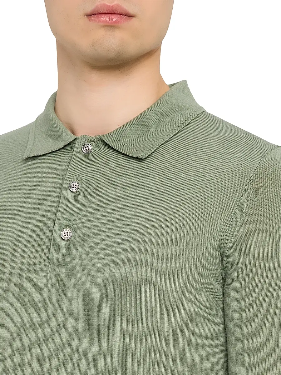 Reiss Men's Trafford Merino Wool Long-Sleeve Polo Shirt | Thumbnail 5 Reiss Men's Trafford Merino Wool Long-Sleeve Polo Shirt | Thumbnail 5