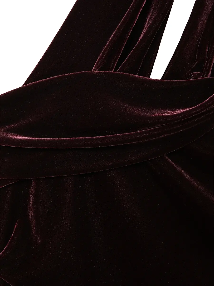 Reiss Women's Dalia Asymmetric-Neck Velvet Midi-Dress | Thumbnail 5 Reiss Women's Dalia Asymmetric-Neck Velvet Midi-Dress | Thumbnail 5
