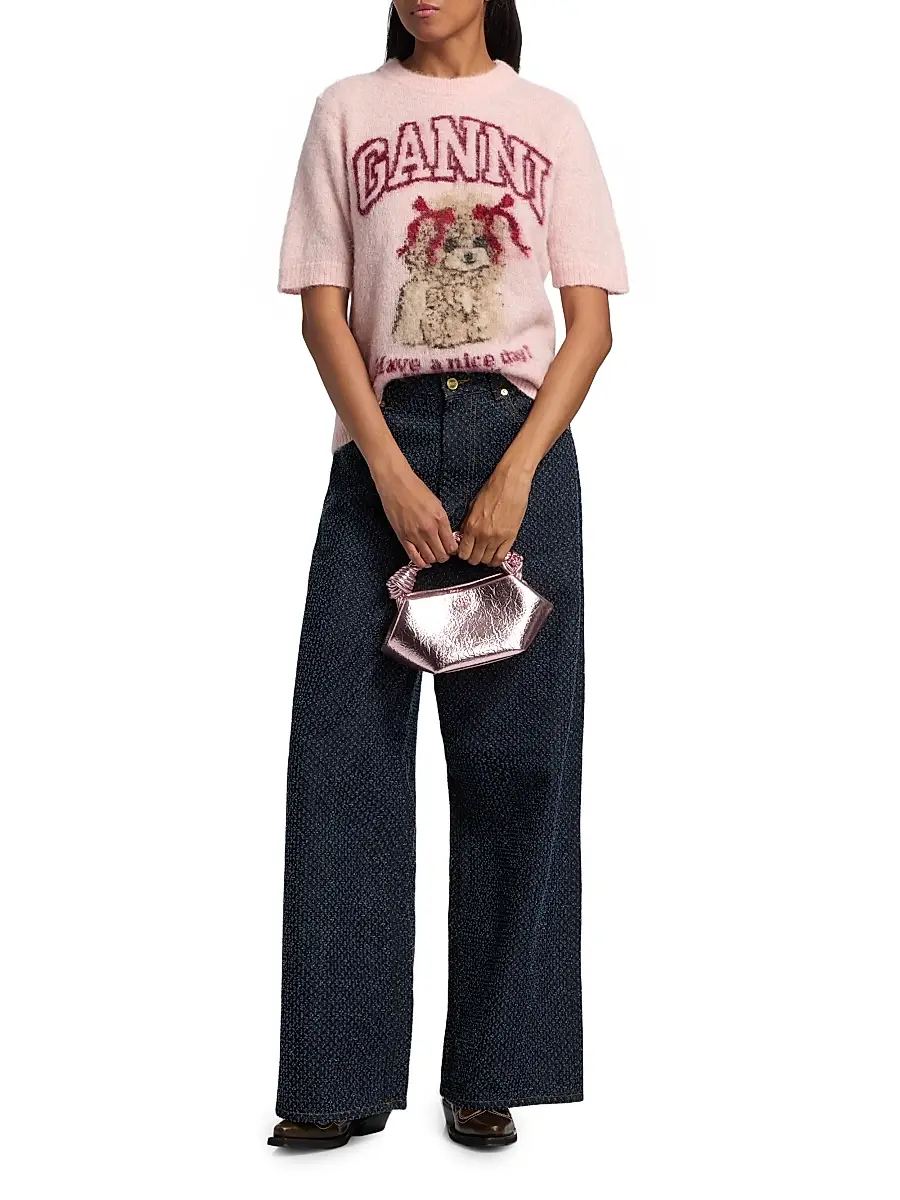 Ganni Women's Brushed Alpaca Graphic T-Shirt | Thumbnail 2