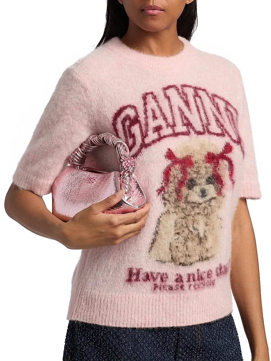Ganni Women's Brushed Alpaca Graphic T-Shirt | Thumbnail 6