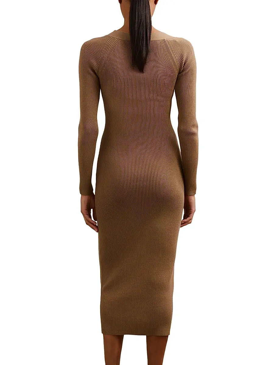 Reiss Women's Zeta Asymmetric Rib-Knit Midi-Dress | Thumbnail 4