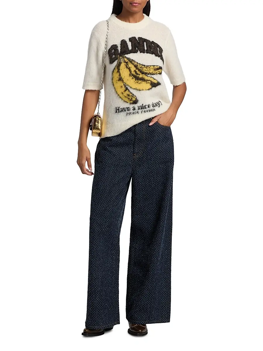 Ganni Women's Brushed Alpaca Graphic T-Shirt | Thumbnail 2