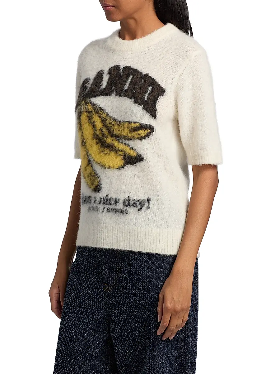 Ganni Women's Brushed Alpaca Graphic T-Shirt | Thumbnail 4