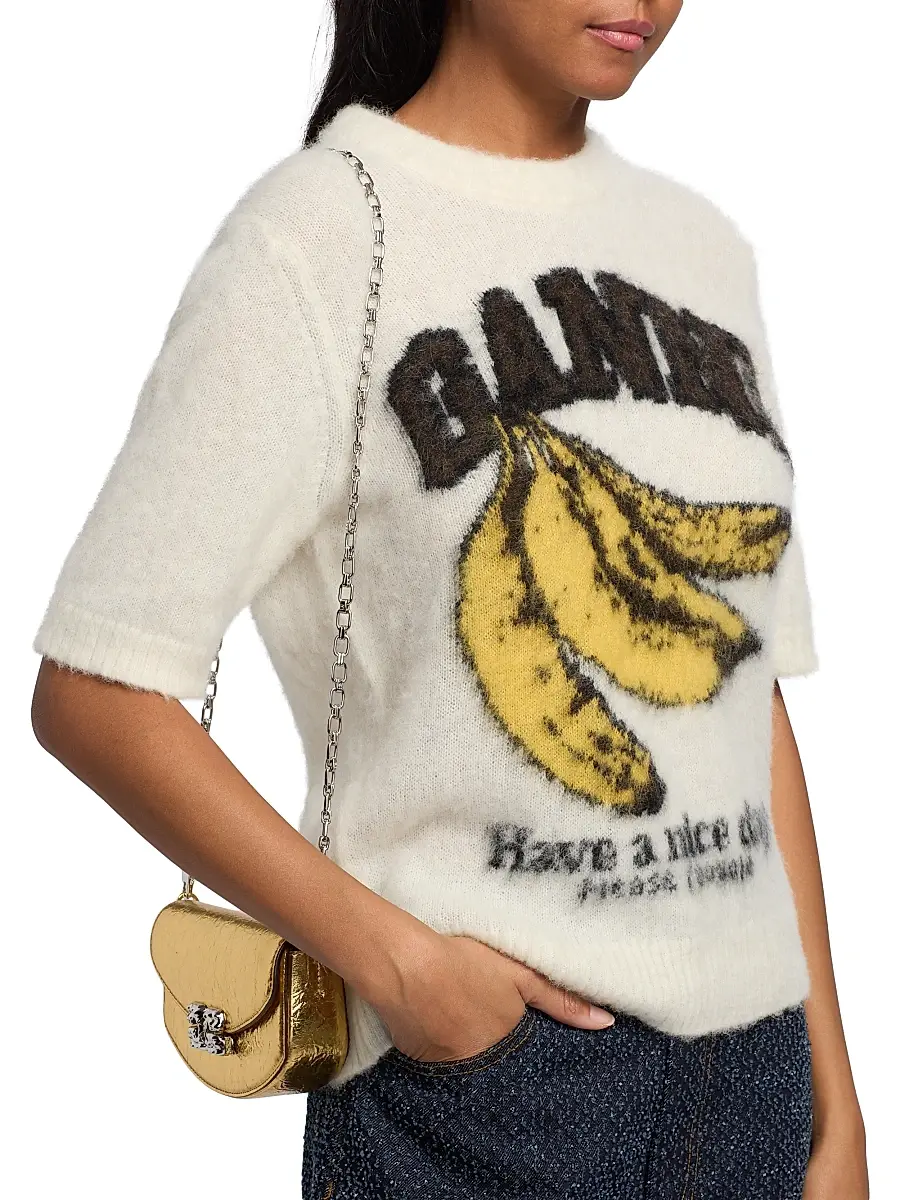 Ganni Women's Brushed Alpaca Graphic T-Shirt | Thumbnail 6