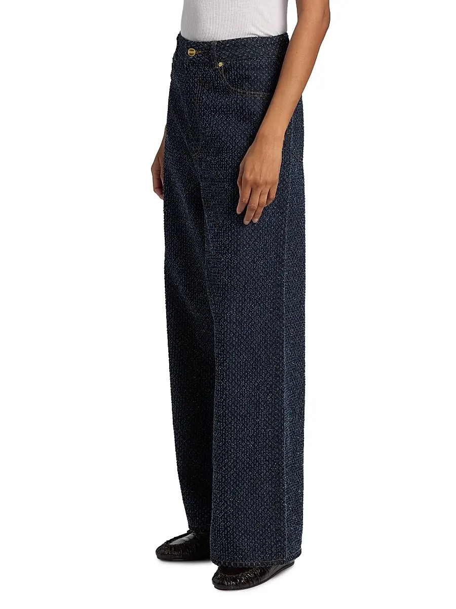 Ganni Women's Tweed Denim Baggy Jeans | Thumbnail 4 Ganni Women's Tweed Denim Baggy Jeans | Thumbnail 4