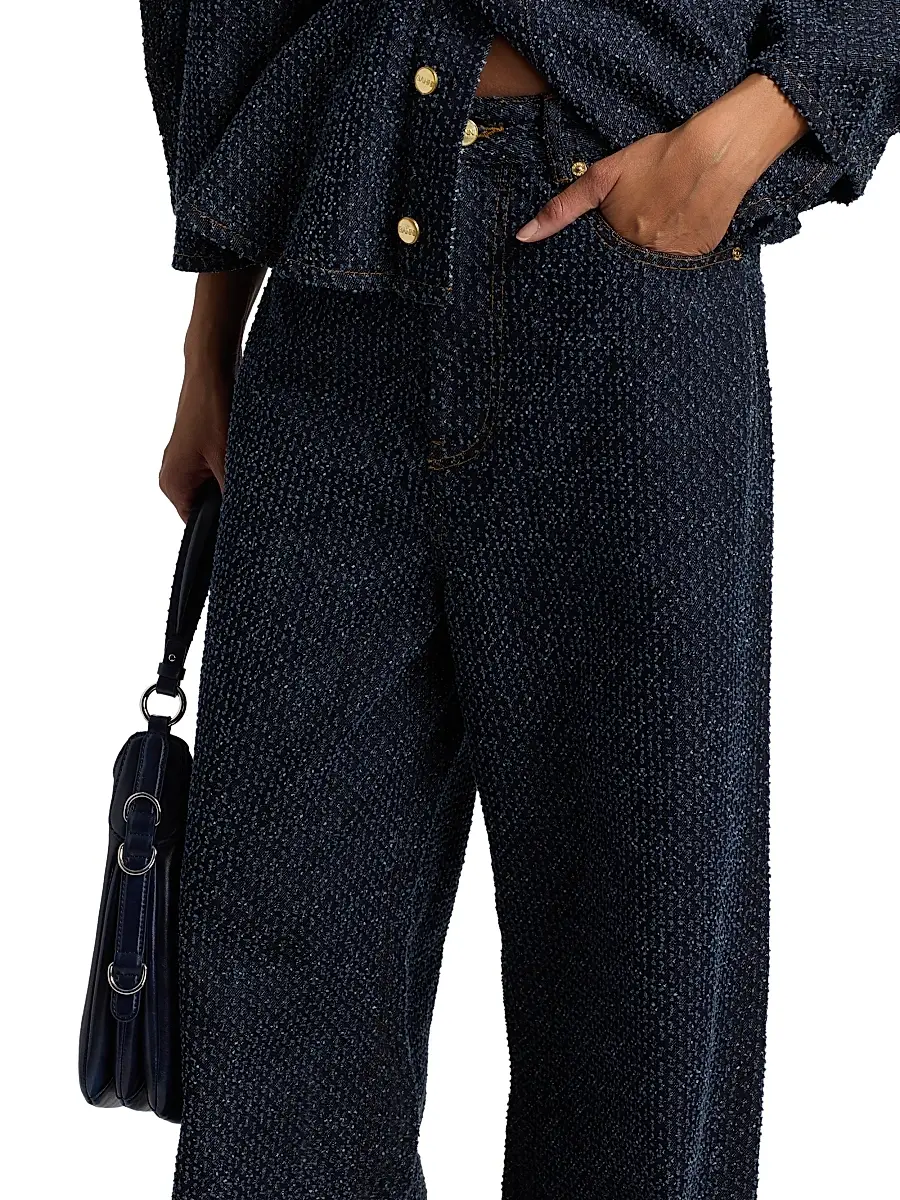 Ganni Women's Tweed Denim Baggy Jeans | Thumbnail 6 Ganni Women's Tweed Denim Baggy Jeans | Thumbnail 6