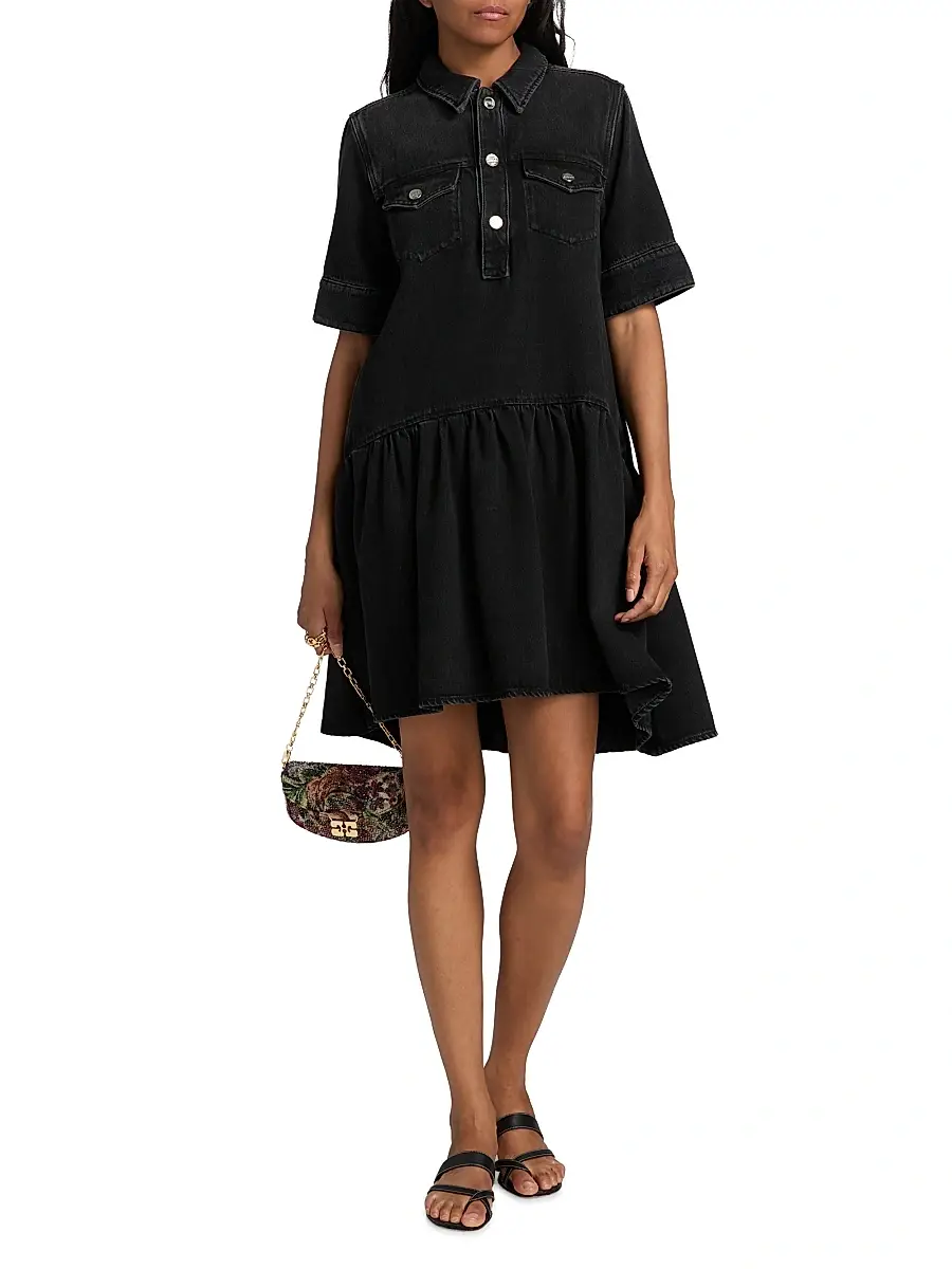 Ganni Women's Denim Mini-Shirtdress | Thumbnail 2 Ganni Women's Denim Mini-Shirtdress | Thumbnail 2