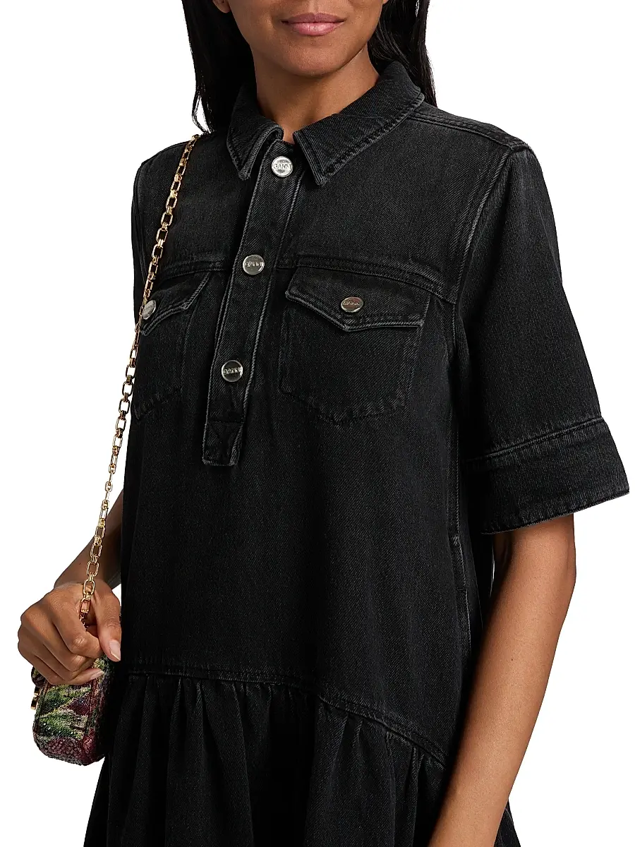Ganni Women's Denim Mini-Shirtdress | Thumbnail 6 Ganni Women's Denim Mini-Shirtdress | Thumbnail 6