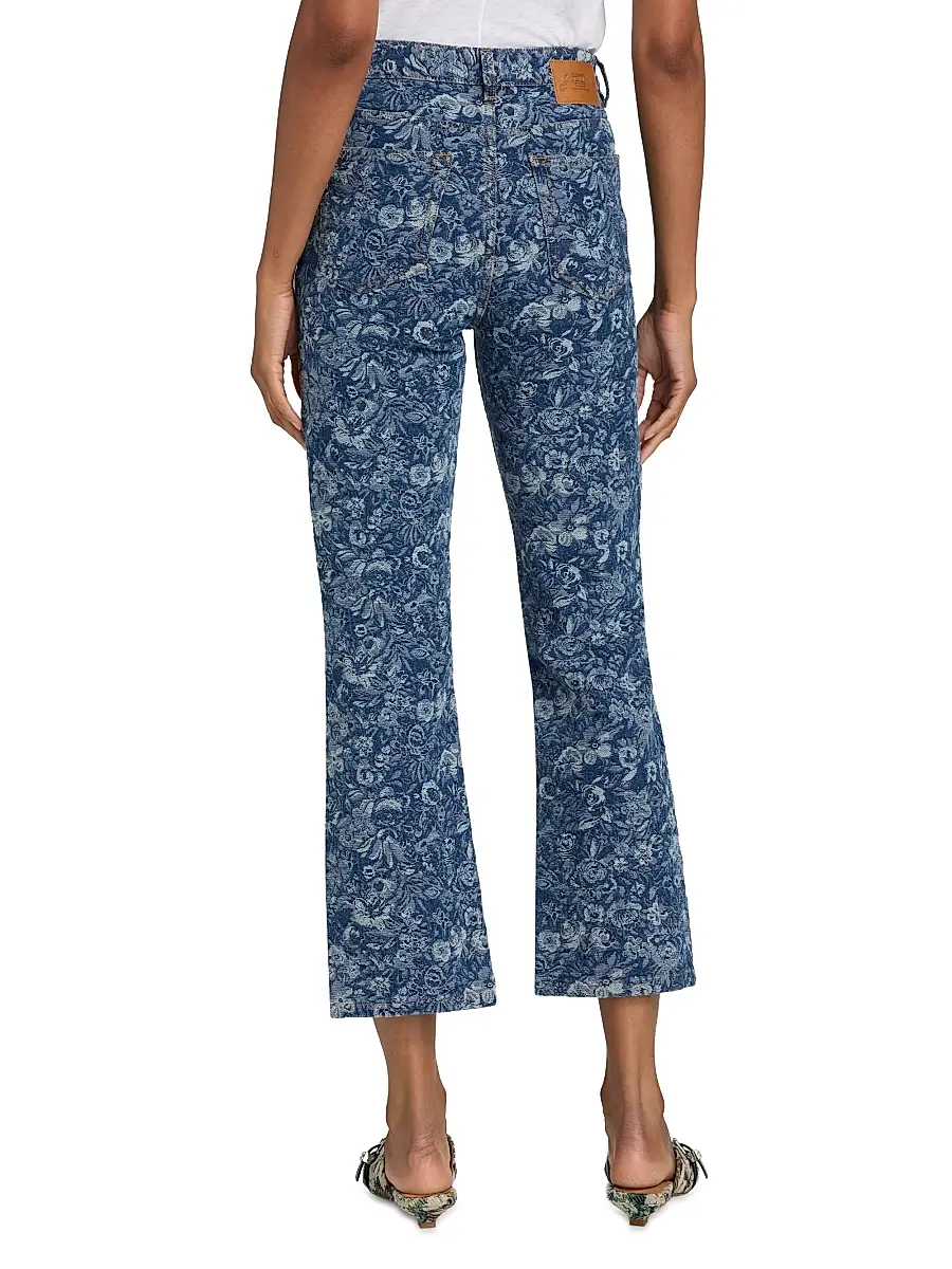 Ganni Women's Betzy Tapestry Floral Crop Jeans | Thumbnail 5
