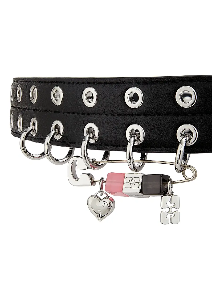 Ganni Women's Double Eyelet Leather Belt | Thumbnail 3