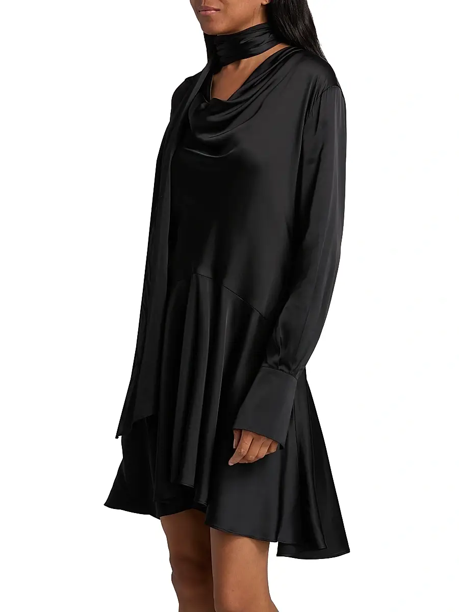 Ganni Women's Stretch-Satin Cowlneck Midi-Dress | Thumbnail 4 Ganni Women's Stretch-Satin Cowlneck Midi-Dress | Thumbnail 4