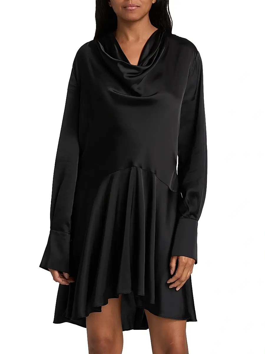 Ganni Women's Stretch-Satin Cowlneck Midi-Dress | Thumbnail 6 Ganni Women's Stretch-Satin Cowlneck Midi-Dress | Thumbnail 6