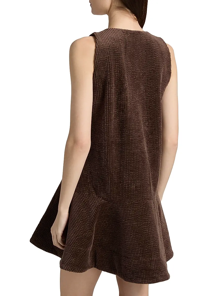 Ganni Women's Seersucker Corduroy V-Neck Minidress | Thumbnail 5 Ganni Women's Seersucker Corduroy V-Neck Minidress | Thumbnail 5