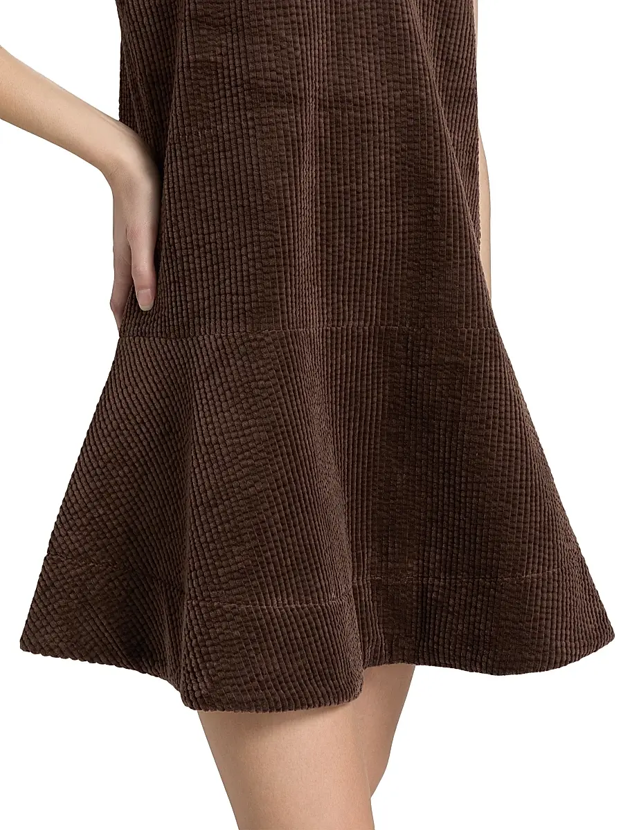 Ganni Women's Seersucker Corduroy V-Neck Minidress | Thumbnail 6 Ganni Women's Seersucker Corduroy V-Neck Minidress | Thumbnail 6