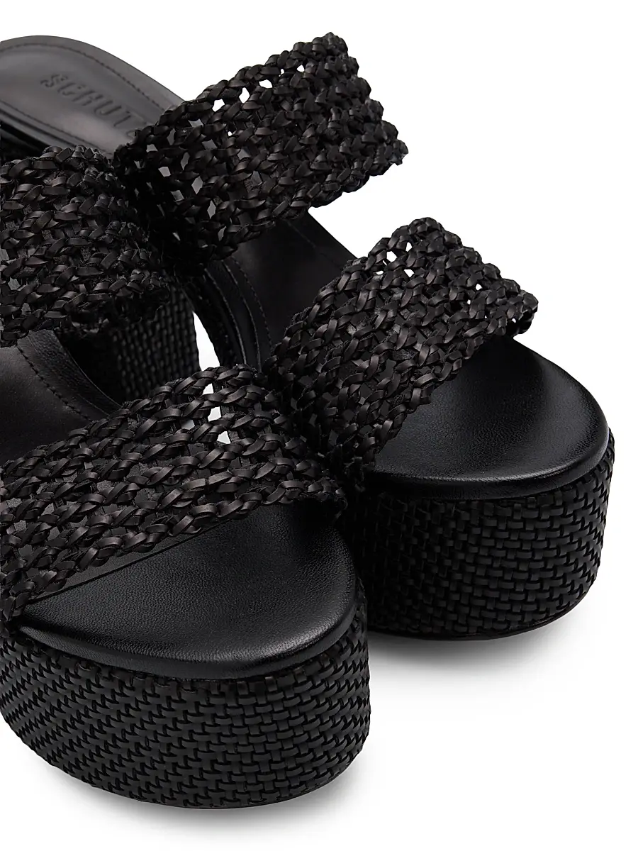 Schutz Women's Aberdeen 100MM Leather & Raffia Platform Sandals | Thumbnail 5 Schutz Women's Aberdeen 100MM Leather & Raffia Platform Sandals | Thumbnail 5