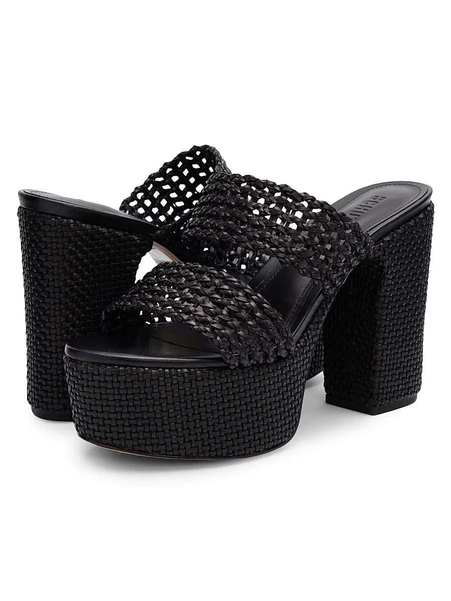 Schutz Women's Aberdeen 100MM Leather & Raffia Platform Sandals | Thumbnail 6 Schutz Women's Aberdeen 100MM Leather & Raffia Platform Sandals | Thumbnail 6