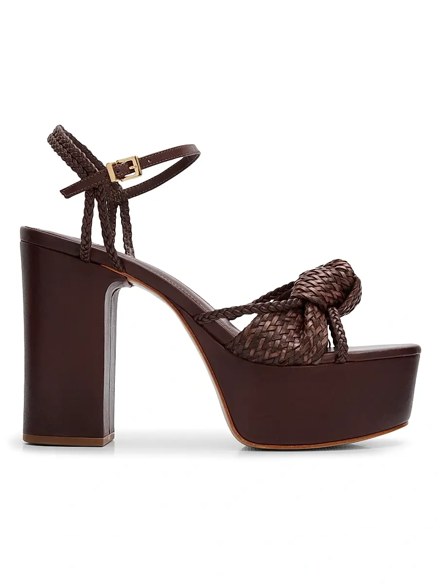 Schutz Women's Kalina 100MM Leather Platform Sandals - Root Brown | Image 1 Schutz Women's Kalina 100MM Leather Platform Sandals - Root Brown | Image 1