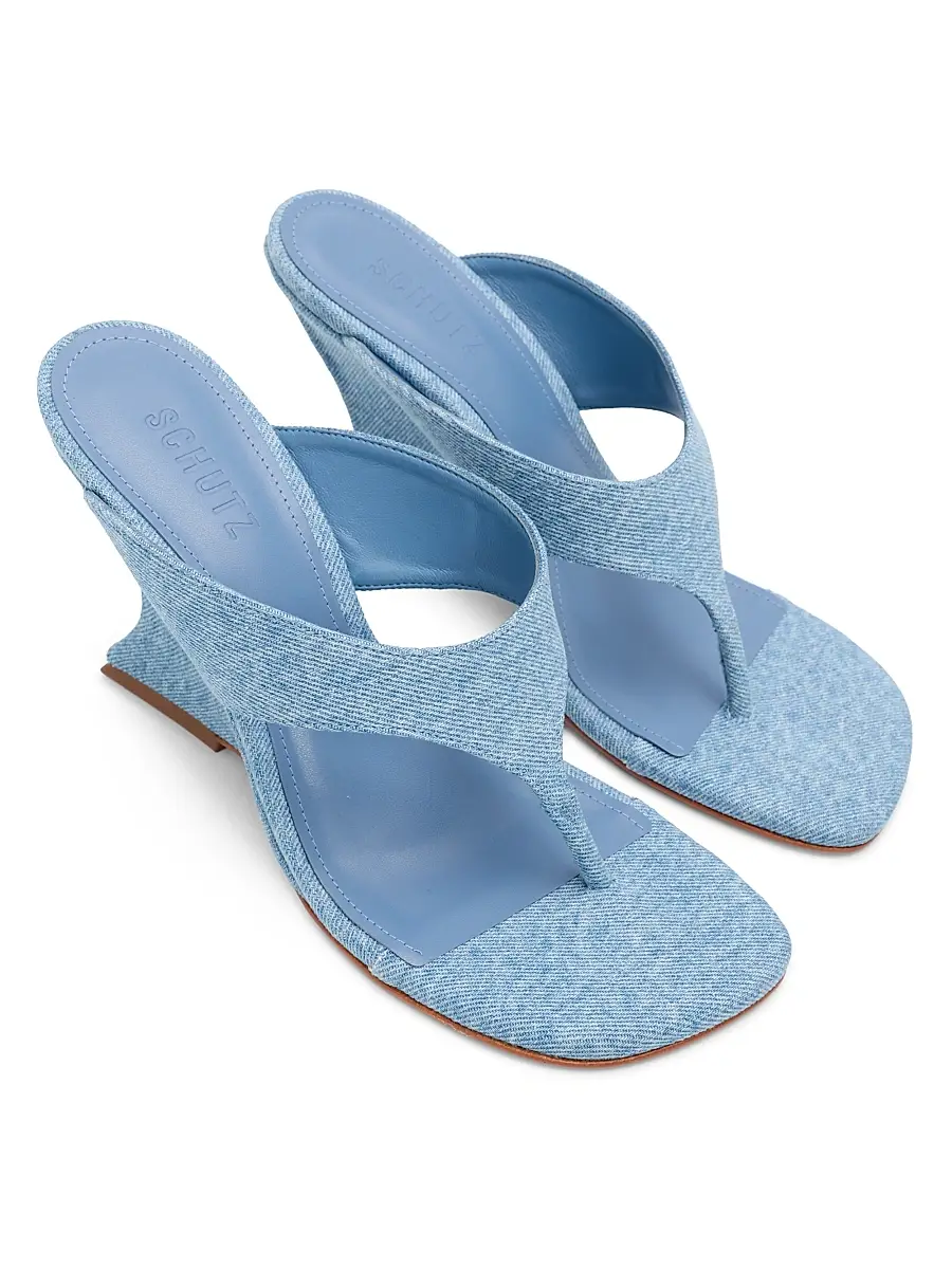 Schutz Women's Maya 90MM Denim Sandals | Thumbnail 2 Schutz Women's Maya 90MM Denim Sandals | Thumbnail 2