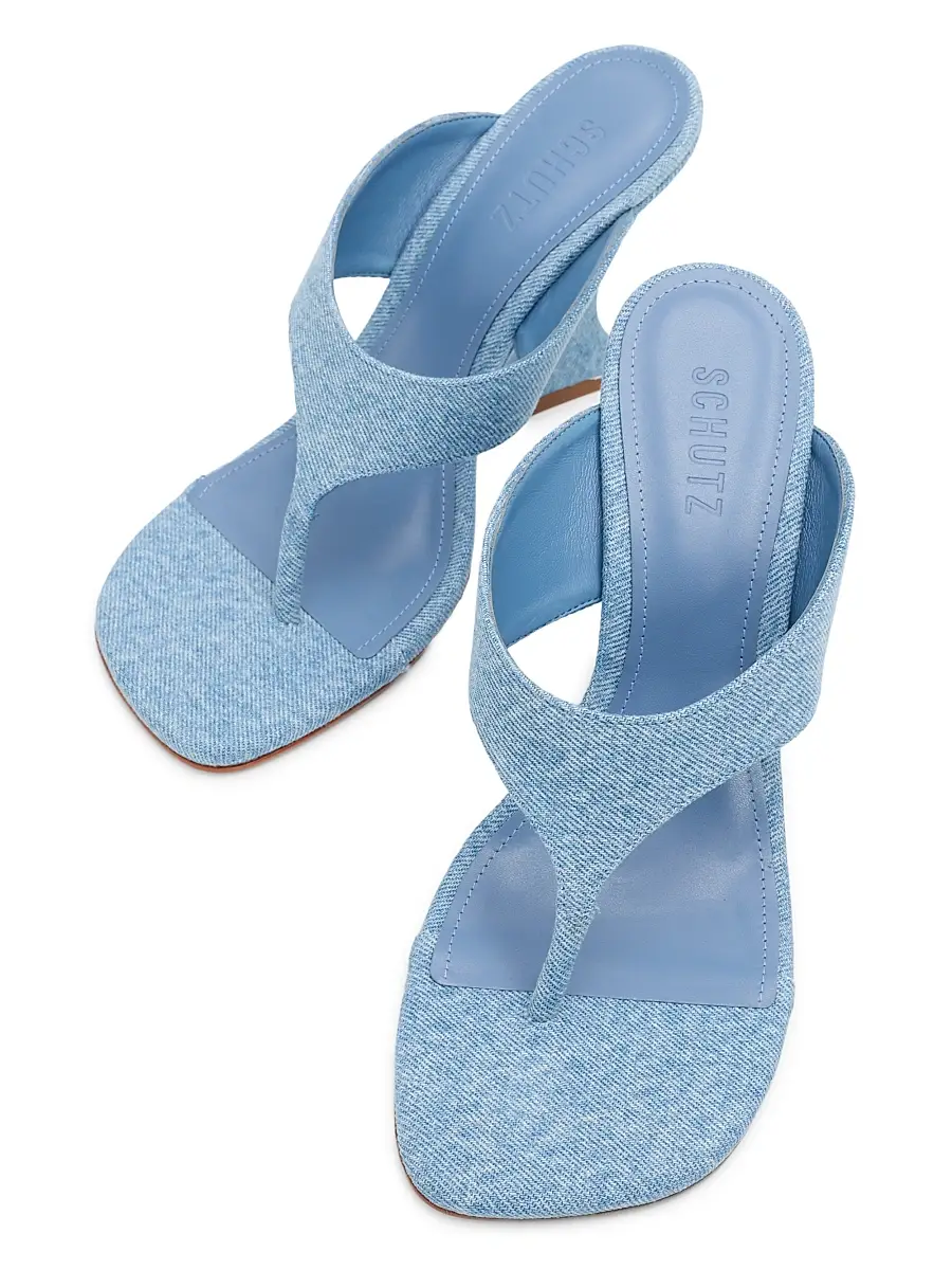 Schutz Women's Maya 90MM Denim Sandals | Thumbnail 4 Schutz Women's Maya 90MM Denim Sandals | Thumbnail 4